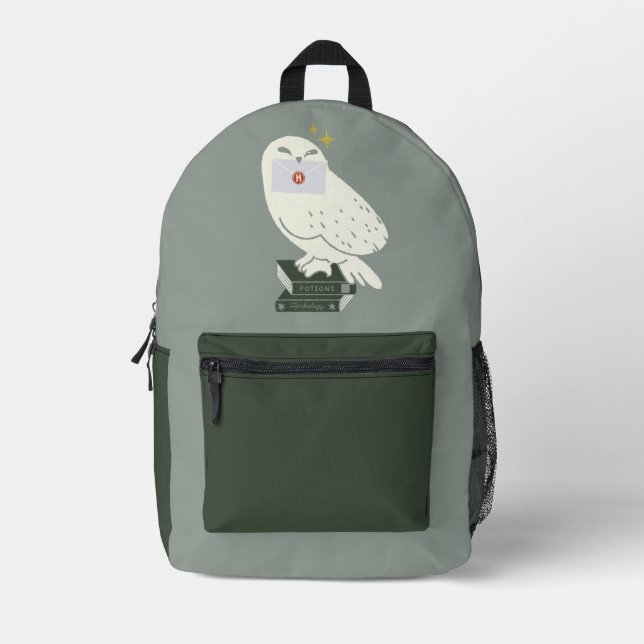 Hedwig With Letter Whimsical Drawing Printed Backpack (Front)
