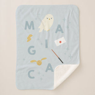 Hedwigh "Magical" Typography Graphic Sherpa Blanket