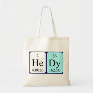 Hedy periodic table name tote bag