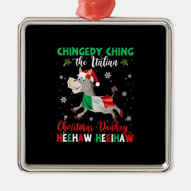 HEEHAW The Christmas Donkey | Donkey Lovers Gifts Metal Ornament (Front)