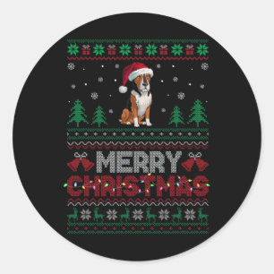Heeler Dog Lovers Santa Hat Christmas Tree Lights Classic Round Sticker