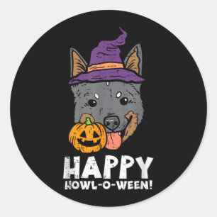 Heeler Witch Happy Howl O Ween Pumpkin Halloween Classic Round Sticker