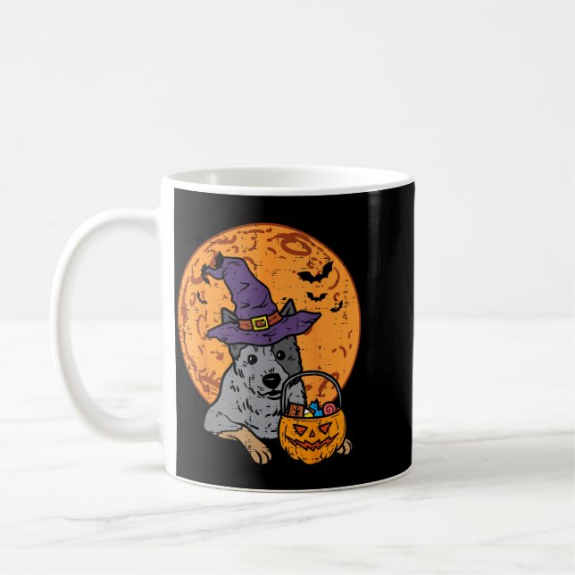 Heeler Witch Hat Moon Jack O Lantern Halloween Coffee Mug (Left)
