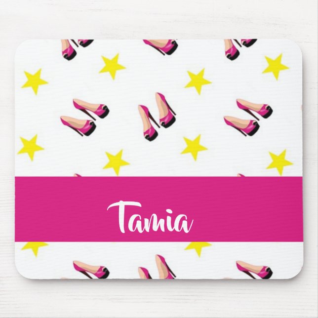 Heels and stars patterned mouse pad (Front)