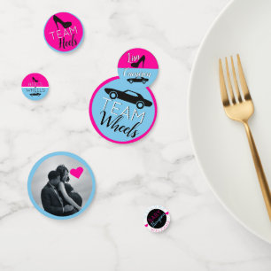 Heels and Wheels -Black  Car   Pink and Blue Photo Confetti