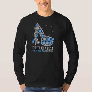 Heels Fight Like A Boss Type 1 Diabetes T1d Awaren T-Shirt