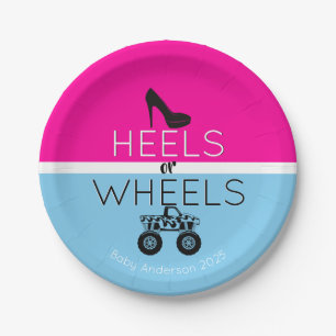 Heels or Wheels Monster Truck Gender Reveal Paper Plate