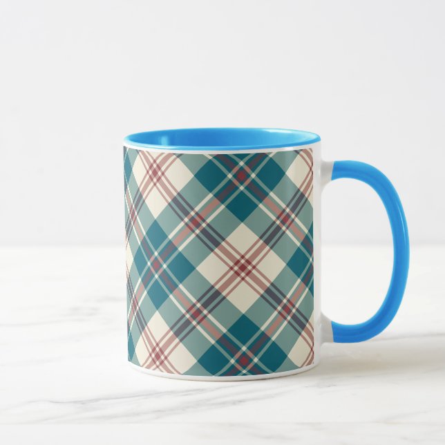 Heffalump Navy Red Beige Plaid Ringer Coffee Mug (Right)