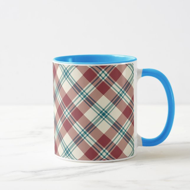 Heffalump Red Blue Beige Plaid Ringer Coffee Mug (Right)