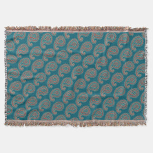 Heffalumps Red Blue Beige Paisley Throw Blanket