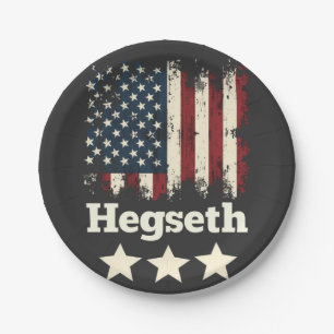 Hegseth Trump Administration American Flag Paper Plate