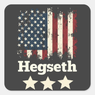 Hegseth Trump Administration American Flag Square Sticker
