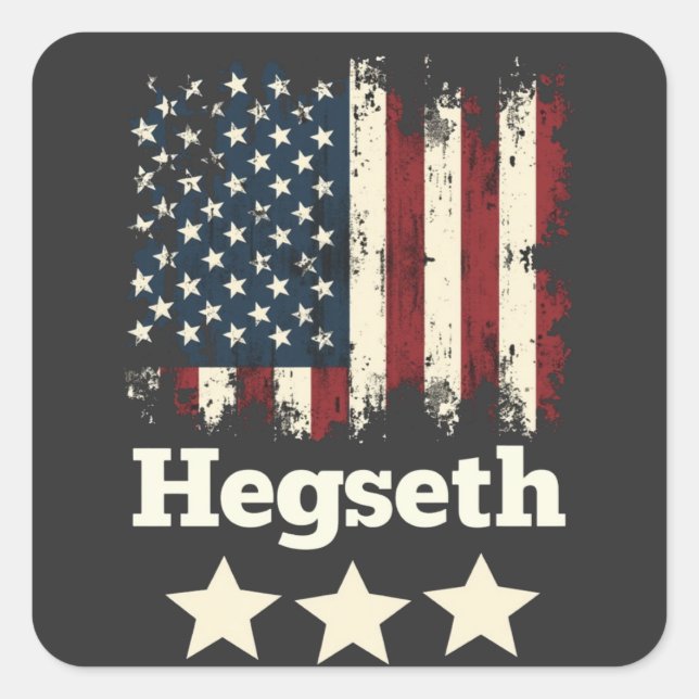 Hegseth Trump Administration American Flag Square Sticker (Front)