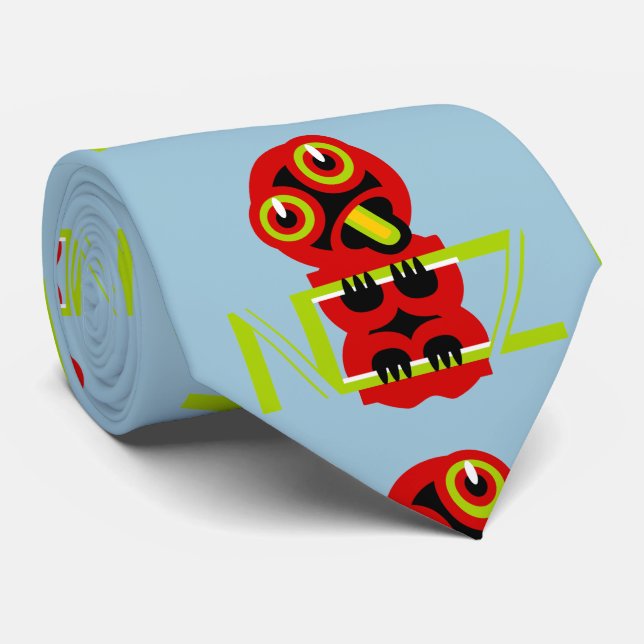 Hei Tiki Maori Design NZ Tie (Rolled)