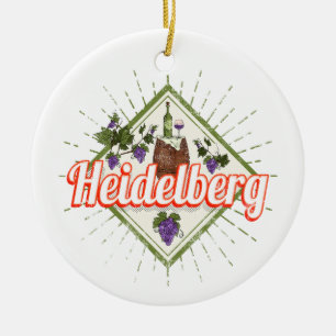 Heidelberg am Neckar Germany Retro Wine Vintage Ceramic Ornament