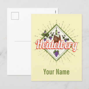 Heidelberg am Neckar Germany Retro Wine Vintage Holiday Postcard