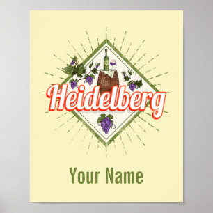 Heidelberg am Neckar Germany Retro Wine Vintage Lu Poster