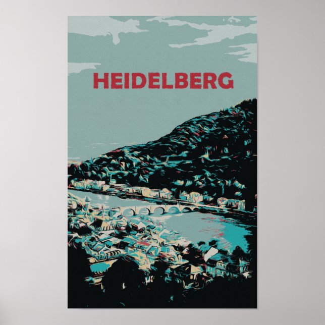 Heidelberg and Neckar River Germany Romantic City Poster (Front)