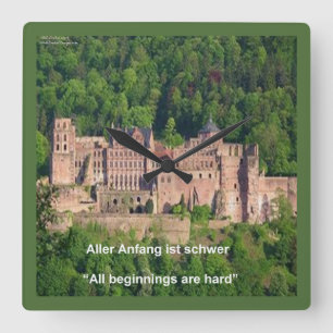 Heidelberg Castle & German Saying Wall Clock
