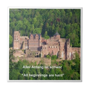 Heidelberg Castle In German & German Saying Ceramic Tile