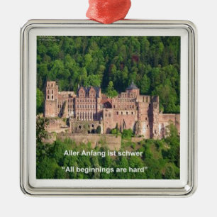 Heidelberg Castle In German & German Saying Metal Tree Decoration