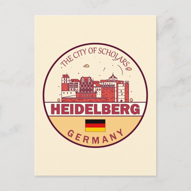 Heidelberg Germany City Skyline Emblem Postcard (Front)