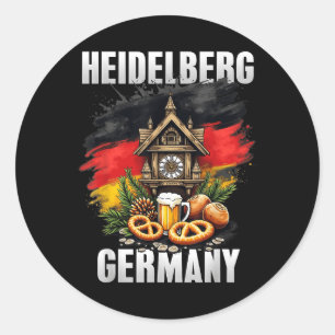 Heidelberg Germany Souvenir German Flag Travel  Classic Round Sticker