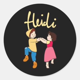 Heidi And Peter Dancing With Logo Yellow Cartoon T Classic Round Sticker