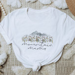 HEIDI Bohemian Colourful Wildflower Mountain Mama T-Shirt<br><div class="desc">This t shirt features smoky watercolor mountains and colourful wildflowers with the words 'mountain mama' written in a boho handwritten script font. This mum shirt is the perfect gift for your favourite expecting mama or works as a great pregnancy announcement idea.</div>