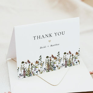 HEIDI Bohemian Muted Tones Watercolor Wildflowers Thank You Card