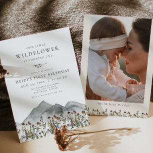 HEIDI Bohemian Wildflower First Birthday Party   Invitation