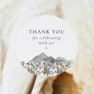 HEIDI Bohemian Wildflower Mountain Thank You Classic Round Sticker
