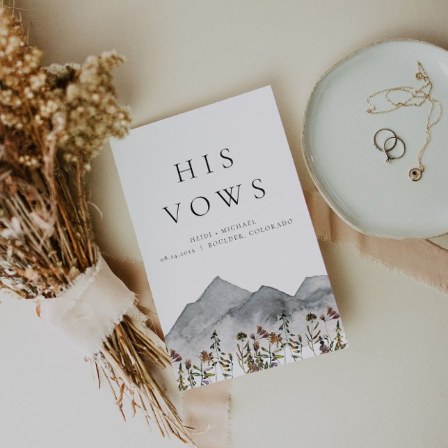 HEIDI Boho Mountain Wildflower His Wedding Vows Card (Creator Uploaded)