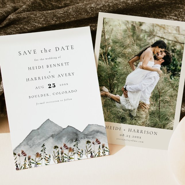 HEIDI Boho Mountain Wildflower Photo Save the Date Invitation (Creator Uploaded)