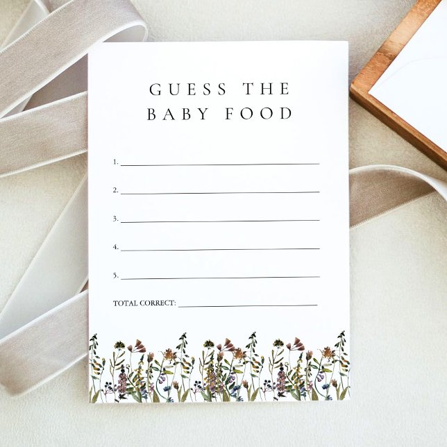 HEIDI Boho Wildflower Guess the Baby Food Game Invitation (Creator Uploaded)