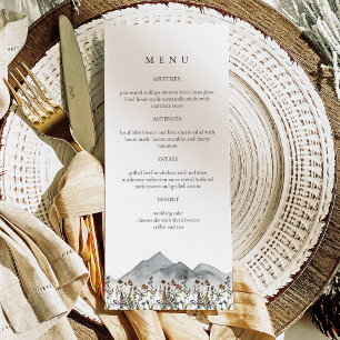 HEIDI Boho Wildflower Mountain Dinner Menu Cards