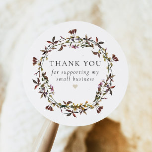 HEIDI Muted Tone Boho Wildflower Small Business Classic Round Sticker