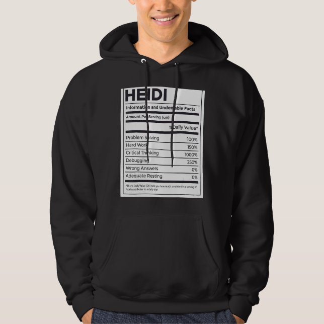 Heidi Nutrition Information Problem Solving Hard W Hoodie (Front)