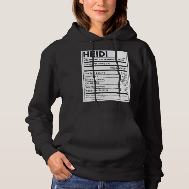 Heidi Nutrition Information Problem Solving Hard W Hoodie (Front)