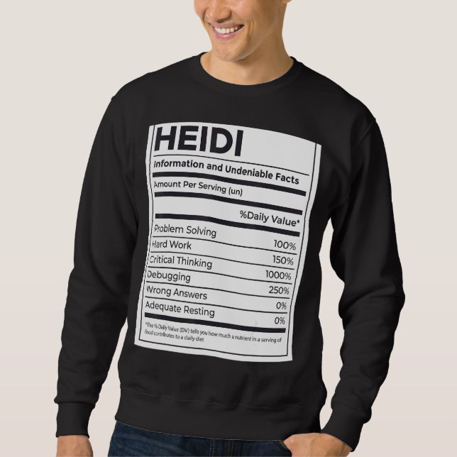 Heidi Nutrition Information Problem Solving Hard W Sweatshirt (Front)