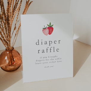 HEIDI Pink Berry Sweet Baby Shower Diaper Raffle Pedestal Sign