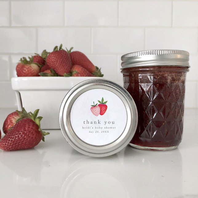 HEIDI Pink Strawberry Jam Baby Shower Thank You Classic Round Sticker (HEIDI Pink Strawberry Jam Baby Shower Thank You Classic Round Sticker)
