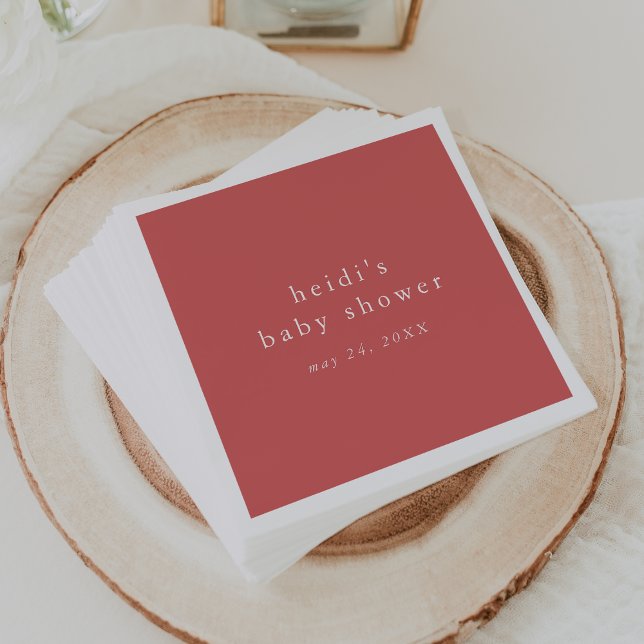 HEIDI Red Summer Boho Rustic Simple Baby Shower Napkin (Creator Uploaded)