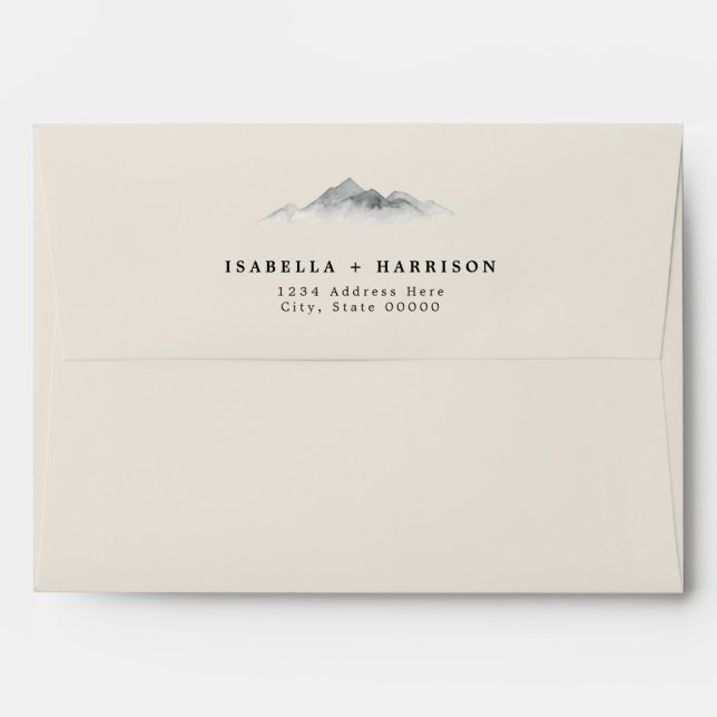 HEIDI Rustic Cream Mountain Wedding Invitation Envelope (Back (Top Flap))