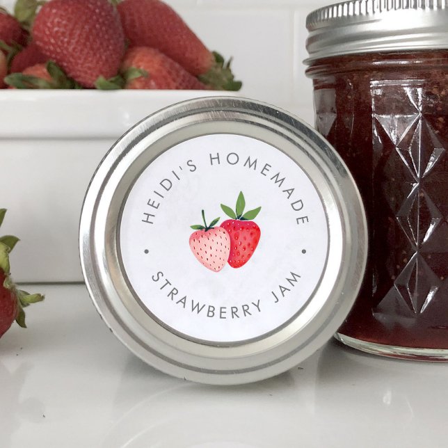 HEIDI Simple Summer Boho Homemade Strawberry Jam Classic Round Sticker (HEIDI Simple Summer Boho Homemade Strawberry Jam Classic Round Sticker)