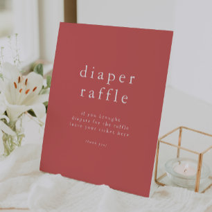 HEIDI Summer Red Simple Baby Shower Diaper Raffle Pedestal Sign