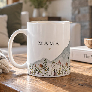 HEIDI Watercolor Wildflower Mountain Auntie Coffee Mug