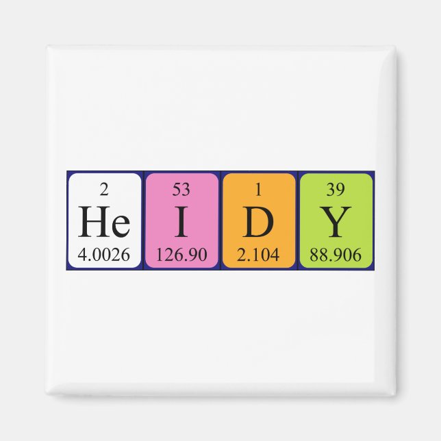 Heidy periodic table name magnet (Front)