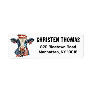 Heifer Cow 4th of July Farm Lovers Return Address Label