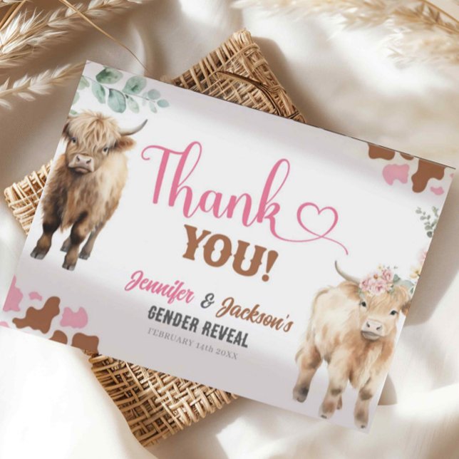 Heifer or Bull Cow Gender Reveal Thank You Cards (Creator Uploaded)